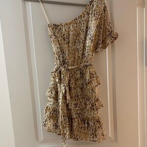 Leopard Print One-Shoulder Dress